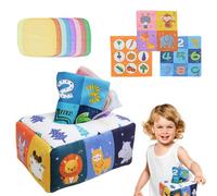 monte ssori Baby Tissue Box - Simulation Pulling Toy, Sensory Play Toys toddler | Early Learning Tissue Box for Baby Exploration, Ringing Paper Cloth Toy for Motor Skill Development and Fun Playtime