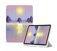 Montecarduo Case For For Ipad Case Pro 11 Inch 2022/2021/2020, Trifold Stand Soft Slim Tpu Back Shell Ipad Cover With Pencil Holder, Auto Wake/Sleep, ,Deer Hiding In The Forest