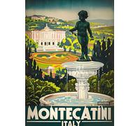 Montecatini Tuscany Italian Traveling Poster - A4 Wall Art, Inspirational World Map, Vintage City, Retro Poster, Home Decor for Living Room, Office, Gift Idea for Travel Lovers