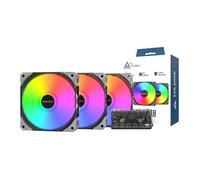 Montech E28 ARGB 120mm Black PWM Fans - 3 Pack w/ Fan Hub