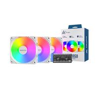 Montech E28 ARGB 120mm White PWM Fans - 3 Pack w/ Fan Hub
