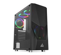 Montech Fighter 500 Black ATX Mid-Tower Computer Gaming Case/Pre-Installed Four Rainbow LED Fans, High-Airflow, Mesh 3D Front Panel, Tempered Glass, Magnetic Dust Filter/ATX,Micro ATX,Mini-ITX