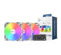Montech GF120 ARGB PWM 120mm White Case Fan - 3 Pack w/ Fan Hub
