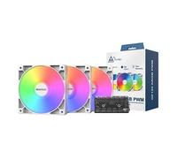 Montech GF120 ARGB PWM 120mm White Case Fan - 3 Pack w/ Fan Hub