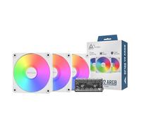 MONTECH GF120 V2 ARGB 120mm Case Fan - Sleek & Minimalist Design, High Airflow, Hydraulic Bearing, Quiet Performance, Vibrant ARGB Lighting, 3 in 1 Pack with 6X6 Fan Hub,White