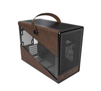 MONTECH Heritage mATX, Micro Form Factor Compact Leather Gaming Chassis with Signature Handle Design, Supports RTX 40 Series GPUs, ATX PSU, and 360mm AIO - Black