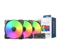 Montech HP140 ARGB PWM 140mm Black Case Fan - 3 Pack w/ Fan Hub