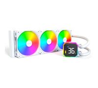 MONTECH HyperFlow Digital 360 CPU Liquid Cooler with 3100RPM Pump 360mm AIO 3×120mm E28 ARGB Fans, Real Time Digital Display, Intel and AMD Support (White)