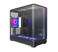 MONTECH King 15 PRO Micro-ATX PC Case, Curved Panoramic Glass, Chimney Airflow, 360mm Radiator Support, Compact Build for High-Performance Systems, 4 ARGB PWM Fan Pre-Installed with Fan Hub, Black