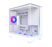 MONTECH King 15 PRO Micro-ATX PC Case, Curved Panoramic Glass, Chimney Airflow, 360mm Radiator Support, Compact Build for High-Performance Systems, 4 ARGB PWM Fan Pre-Installed with Fan Hub, White