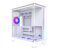MONTECH King 45 PRO ATX PC Case, Curved Panoramic Glass, Chimney Airflow, 360mm Radiator Support, Compact Build for High-Performance Systems, 4 ARGB PWM Fan Pre-Installed with Fan Hub, White