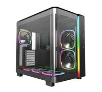 MONTECH King 95 PRO Curved Dual-Chamber ATX PC Case, 6 ARGB Fans, Black | 4mm tempered glass, quick-release panels, 420mm GPU clearance, 360mm top radiator, 10-port controller, Type-C & mesh panel