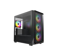 MONTECH X5M - Micro ATX Gaming PC Case, High Airflow, 4x120mm ARGB Fans Pre-Installed, Glass Side Panel, Carbon Fiber Print Accents, Black