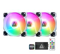 Montech Z3 PRO Addressable RGB 120mm Fan, 3 Pack with Lighting Controller, PWM Control for Computer Case, ARGB Remote Controller, Programmable Lighting Effects, White Fan Frame