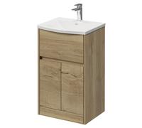 Montego 1 Drawer 2 Door Vanity Unit with Arc Basin | Autumn Oak | MDF | 500mm