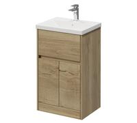 Montego 1 Drawer 2 Door Vanity Unit with Glide Basin | Autumn Oak | MDF | 500mm
