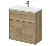 Montego 1 Drawer 2 Doors Vanity Unit with Glide Basin | Autumn Oak | MDF | 800mm