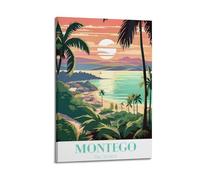 Montego Bay Jamaica Vintage-Style Travel Poster Decorative Painting Canvas Wall Art Living Rooms Bedroom 20x30inch(50x75cm)
