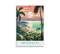 Montego Bay Jamaica Vintage-Style Travel Poster Picture Canvas Wall Paint Arts Decor Modern Home Artworks 20x30inch(50x75cm)