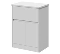 Montego Floor Standing 1 Drawer 2 Door Vanity Unit for Countertop Basins | Satin White | MDF | 600mm