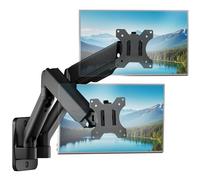 monTEK Dual Monitor Wall Mount for 17-32 Inch Flat & Curved Screens, Holds Up to 9kg Each, Fully Adjustable Mechanical Spring Monitor Arm Height, Tilt Swivel Rotate, 75x75/100x100 VESA Mount, Black