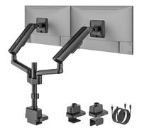 monTEK Dual Tall Monitor Arm ith USB, Mechanical Spring Monitor Arm for 17-35" Screens, Adjustable Monitors Desk Mount Each Holds up to 26.4 lbs with C Clamp/Grommet, VESA 75/100mm