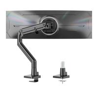 monTEK Heavy-Duty Monitor Arm for 17-57" Ultrawide Curved Screen, Load 27kg, Height Adjustable Monitor Desk Mount with Tilt Swivel Rotate, Gas Spring, 75/100 VESA Mount, Clamp & Grommet, Black