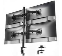 monTEK Quad Monitor Stand Mount, Fully Adjustable Desk Mount for 4 Screen up to 17”-32” and 10KG Capacity Each Arm, Stable Monitor Arm with C Clamp and Grommet Base, VESA 75x75mm/100x100mm