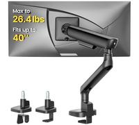 monTEK Single Monitor Arm, Mechanical Spring Monitor Arm for 17-40" Ultrawide Screens, Adjustable Monitors Desk Mount Holds up to 26.4 lbs with C Clamp/Grommet Desk Mount, VESA 75/100mm, MA1011BK