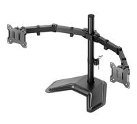 monTEK Stable Freestanding Dual Monitor Stand for 17-32” Computer Screens, Heavy-Duty Desk Mount with 22 lbs per Arm, Fully Adjustable Brackets and Arms, Solid V-Shaped Base, VESA 100×100mm Max