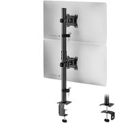 monTEK Stable Vertical Dual Monitor Stand for 17-32 Inch Computer Screen | Fully Adjustable Monitor Mount Hold up to 10KG Weight, C-Clamp and Grommet, VESA 75x75mm/100x100mm