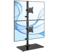 monTEK Vertical Dual Monitor Stand with Glass Base for 17-32 inch Screens | Max Load 10KG per Arm, Stable Free-Standing Desk Mount Arm Riser, Fully Motion Height Adjustable, VESA 75/100 MM