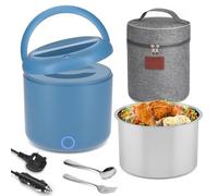 Monteka 100W Electric Lunch Box for Adults, 12V/24V/230V 3-in-1 Heated Lunch Box for Warming Meal, 1.2L Removable Lunch Container, Spill-Free, Dishwasher-Safe, for Car Truck Office, Gifts for Lover