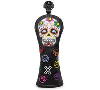 Montela Golf Club Head Covers,Colorful Skeleton Golf Driver Covers Fairway Wood Head Cover Hybrid Headcover Leather 3 Wood Headcovers Golf Head Covers for Scotty Cameron Taylormade Titleist Odyssey