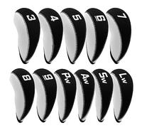 Montela Golf Neoprene Golf Iron Head Covers Set of 11pcs/10pcs, Fits All Brands, Black, Slip-On, Golf