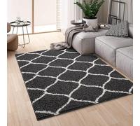 Montella Geometric Shaggy Rug - Super Soft High-pile, Modern Pattern, Non-Shedding, Easy to Clean Area Rugs For Living Room, Bedroom, Kitchen, Dining Room (Trellis - Smoky/Grey, 80x150)