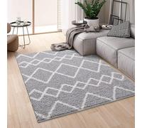 Montella Geometric Shaggy Rug - Super Soft High-pile, Modern Pattern, Non-Shedding, Easy to Clean Area Rugs For Living Room, Bedroom, Kitchen, Dining Room (Herringbone - Grey/Ivory, 200x290)
