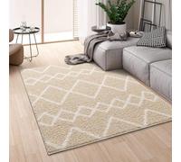 Montella Geometric Shaggy Rug - Super Soft High-pile, Modern Pattern, Non-Shedding, Easy to Clean Area Rugs For Living Room, Bedroom, Kitchen, Dining Room (Herringbone - Beige/Ivory, 80x150)