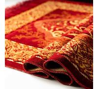 Montella Muslim Prayer Mat - Soft Velvet Islamic Janamaz, Praying Carpet, Sajada, Lightweight & Portable Prayer Rug Ideal For Travel & Daily Use - Serenity, Jeddah-Bordeaux (67x110 cm)