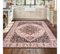 Montella Washable Rug -%63 Cotton, Non-Slip Backing, Non-Shedding, Foldable Soft Low Pile Area Rug For Living Room, Kitchen, Bedroom, Hallway (Nelson - Brown/Beige, 120x170)