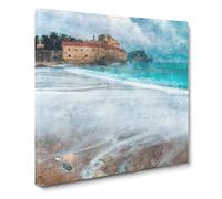 Montenegro Beach Canvas Print | Gallery Wrapped 30mm Frame Wall Art | 14x14 inches | Ready to Hang | Coastal Seascape Picture | Living Room Bedroom Lounge Office