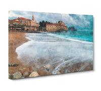 Montenegro Beach Canvas Print | Gallery Wrapped 30mm Frame Wall Art | 30x20 inches | Ready to Hang | Coastal Seascape Picture | Living Room Bedroom Lounge Office