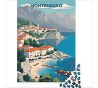 Montenegro Travel Poster 1000 Piece Puzzle For Adults | gentle relaxing activity for patients to pass the time quietly while recovering at home from illness50x75cm