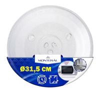 MONTERAL Microwave Plate Replacement Universal Ø 31,5 cm With 3 Fixings Turntable Plate Ø 315 mm with the Original Code 49016762 49008503 49010006 for Candy
