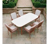 monterey aluminium rectangular outdoor 6 seater dining set in terracotta