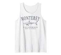 Monterey California Shark Retro Slate Art Fishing Tank Top