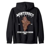 Monterrey Nuevo Leon Carne Asada Steak Map Mexican Grill Zip Hoodie