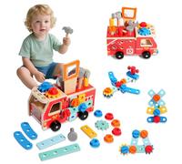 MonteSpi Wooden Kids Tool Set, 32-Piece Montessori Toy for Children Ages 2 3 4 5, Durable Skill-Building Activity Set to Enhance Creativity & Hand Coordination, Pretend Play Tool Kits
