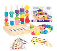 MonteSpi Wooden Threading Toy, Montessori Beads Lacing Set for Kids