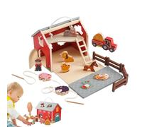 Montessoori Sorting Toy - Learning Stack 19x17x13cm, Wooden Farm Set, Interactive Game Scene with Farmer Animals | Immersive Early Education Kit for